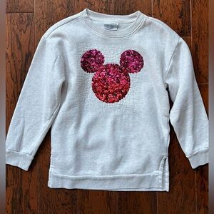 GAP Kids Sequin Mickey Sweatshirt - Cream & Pink
